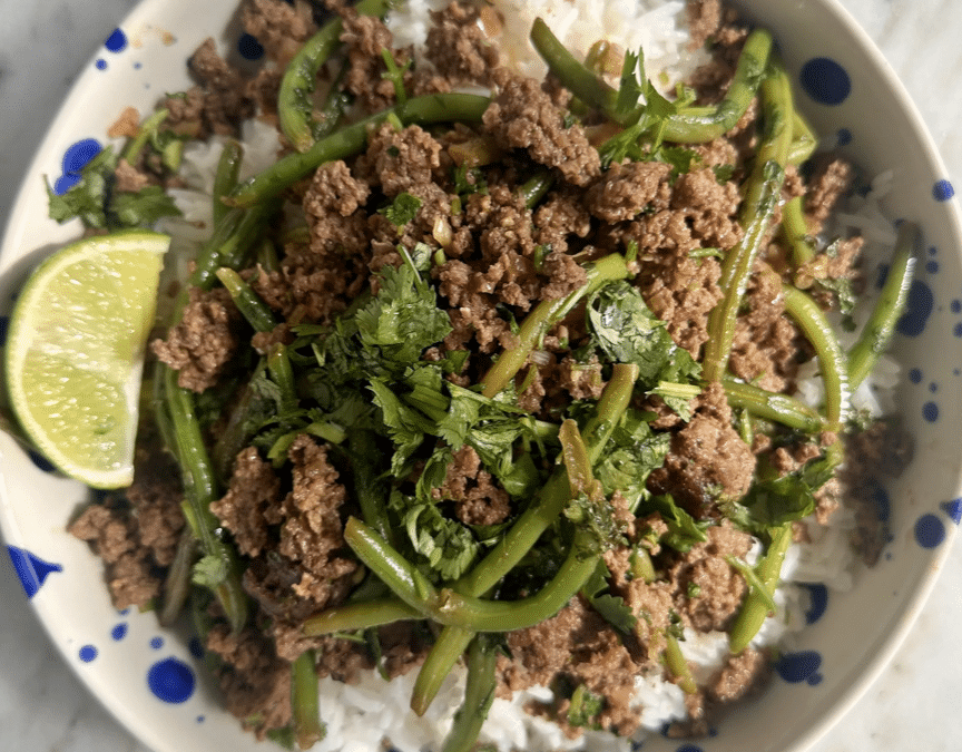 Recipe:  Ginger Soy Beef with Green Beans and Herbs